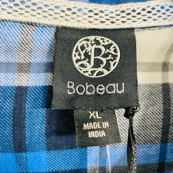 Bobeau Cobalt Plaid Flannel Long Sleeve Shirt with Chiffon - Picture 5 of 8